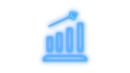 Glowing neon bar chart graph icon isolated on transparent background. Business growth. Statistics. Analytics. Progress. Financial data.