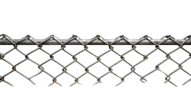 Broken Chain Link Fence Section, cut out transparent