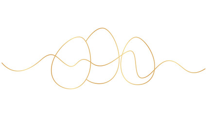 Golden Easter Eggs Line Art Illustration on White Background - Elegant Design