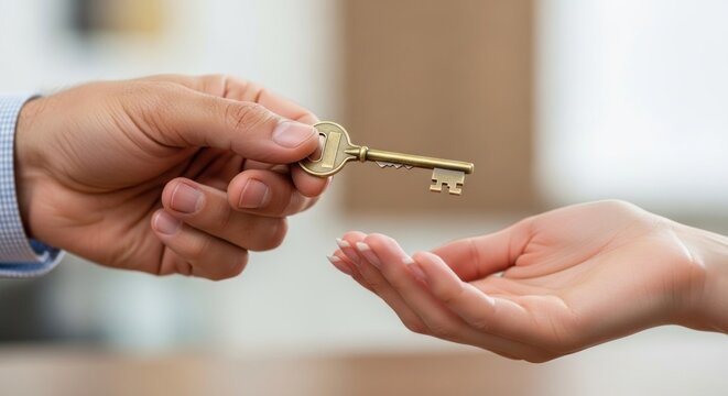 Handing over the key to a new home or property.