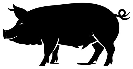 pig on a transparent background, black, boar, illustration, image, pig, silhouette, wild 