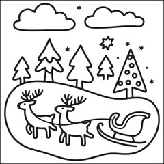 Christmas bold and easy black and white coloring pages for adults.