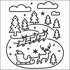 Christmas bold and easy black and white coloring pages for adults.