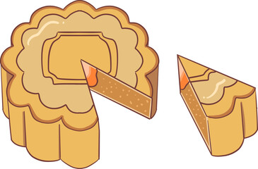 Traditional Chinese Mooncake Vector Illustration