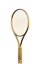 gold tennis racket isolated on white, PNG transparent