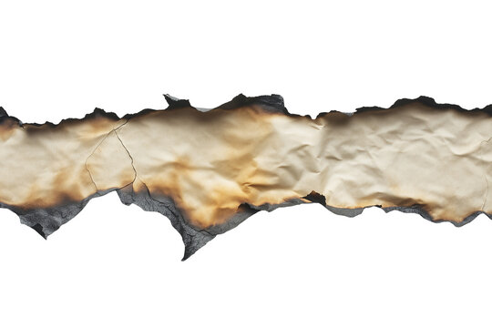 Realistic burnt paper edge isolated on a white or transparent PNG background. Perfect for vintage designs, creative projects, scrapbooks, mockups, textures, posters, and artistic photo compositions.