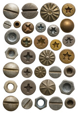 Metal Screws and Bolts Collection &ndash; Industrial Hardware Fasteners Set