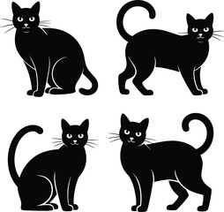 Obraz premium Black silhouette chloe cat set clipart collection