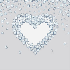 Diamantenregen in Herzform