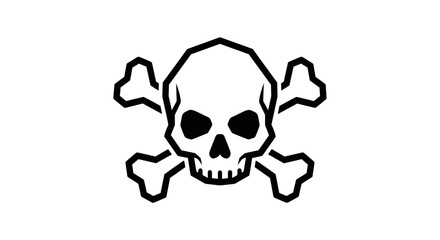 Black and White Skull and Crossbones Warning Symbol.
