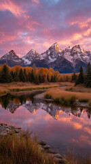majestic mountain landscape at sunset 