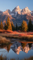 Grand Tetons Autumn Landscape with Reflections 
