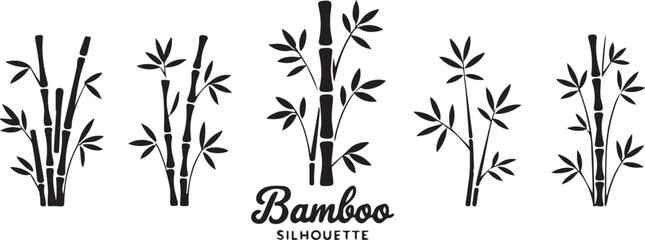 bamboo silhouette pack vector graphics ai eps jpeg png botanical silhouettes with varied stalks leaves for design