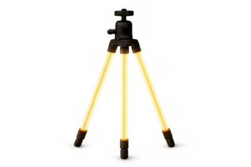 Tripod camera stand and photography equipment for steady shooting, isolated on transparent background