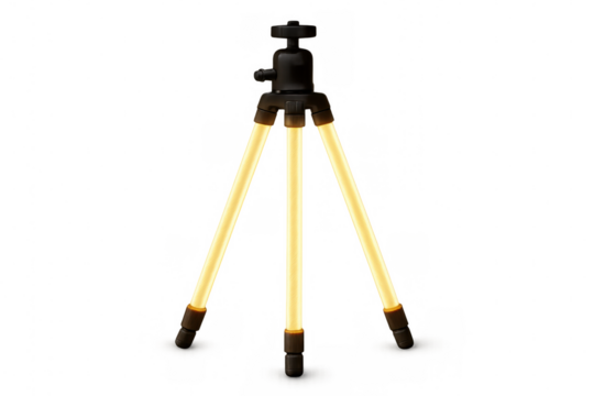 Tripod camera stand and photography equipment for steady shooting, isolated on transparent background