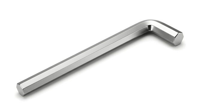 Close up of Chrome Hex L-Key Tool for Professional Hardware Repairs and Furniture Assembly