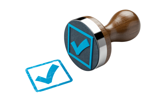 Approved check stamp signifies completion and validation