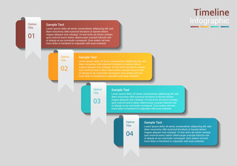 Colorful four-step timeline infographic with clean ribbons and modern layout for presentations.