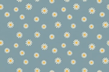 Seamless pattern of small daisies on a blue background image stock