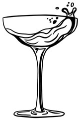 Champagne Drawing Art, Champagne Glass Graphic

