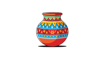 Colorful Decorative Ceramic Pot with Intricate Geometric Patterns.