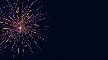 Fototapeta premium Colorful abstract fireworks exploding in the dark night sky with copy space