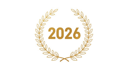 Golden 2026 Laurel Wreath Award Icon on White Background