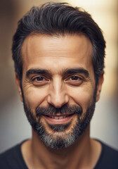 Obraz premium Bearded Persian man smiling outdoors