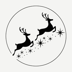 vector illustration of a deer with snowflakes