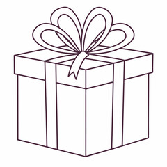Classic Gift Box with Large Bow - Line Art Illustration