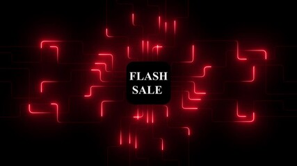 abstract glowing neon line technology circuit board with FLASH SALE text icon animation on black background. Glowing circuit lines futuristic tech animation. - Powered by Adobe