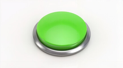 Glossy Green Start Button with Metallic Edge on White Background