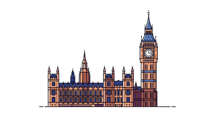 Fototapeta premium detailed vector illustration of the Houses of Parliament and Big Ben a famous London landmark perfect for travel blogs and historical content.