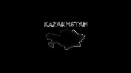 Kazakhstan outline with metallic text on a black background country nation