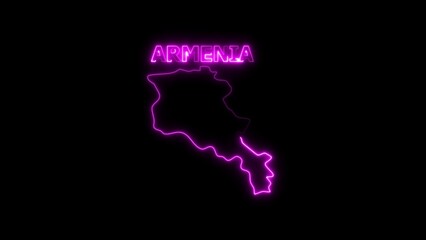 Armenia map outline with neon purple glow and text country geography