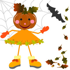 halloween pumpkin and  bat