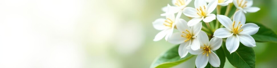 Fototapeta premium Cluster of fragrant jasmine flowers, pure white , background, flowers, still life