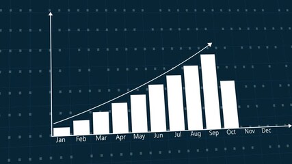 Business growth concept in allusive graph chart showing marketing sales profit increasing to future target . Excellent financial status of corporate business rise up 4K motion animated video. - Powered by Adobe