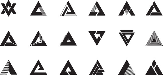 Vector art of collection of abstract triangle logo designs