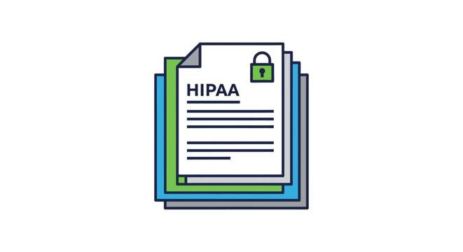 hipaa compliance documents secured protecting patient privacy and data with green padlock icon ideal for healthcare compliance and security