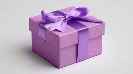Obraz premium purple textured gift box with bow