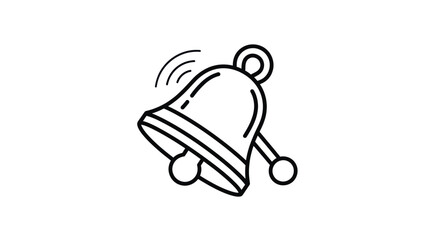 Simple Black and White Ringing Bell Icon Illustration.