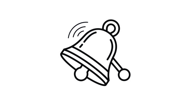 Simple Black and White Ringing Bell Icon Illustration.