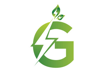 intel latter G with green eco symbol eletronic logo design templet