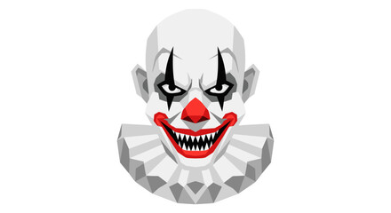 Creepy Clown Face with Red Nose and Sharp Teeth.