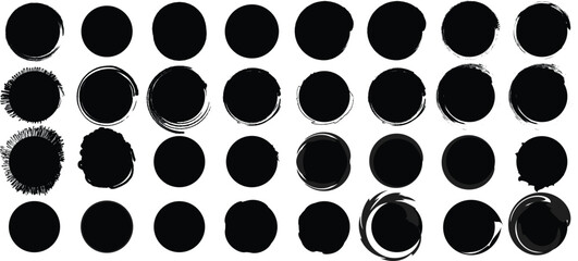 Bold Grunge Circle Shapes – Brush Stroke Symbols and Pictogram Illustration Set | Pro Vector
