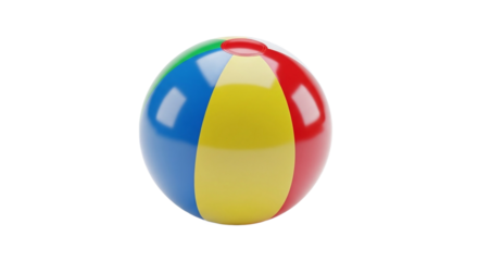 Classic colorful inflatable beach ball isolated on transparent background