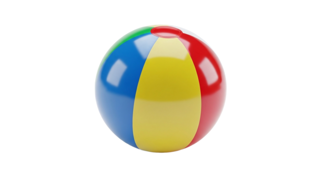 Classic colorful inflatable beach ball isolated on transparent background