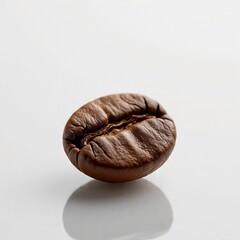 AI Generated &ndash; Single Coffee Bean with Reflection on Glossy Surface