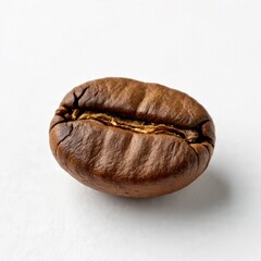 AI Generated: Single roasted coffee bean macro with detailed texture on light background